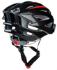 Casco protettivo da bicicletta per adulti Wind Cross nero rosso con visiera, casco traspirante