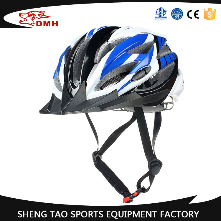 Casco da bicicletta classico bianco blu, casco da ciclismo leggero