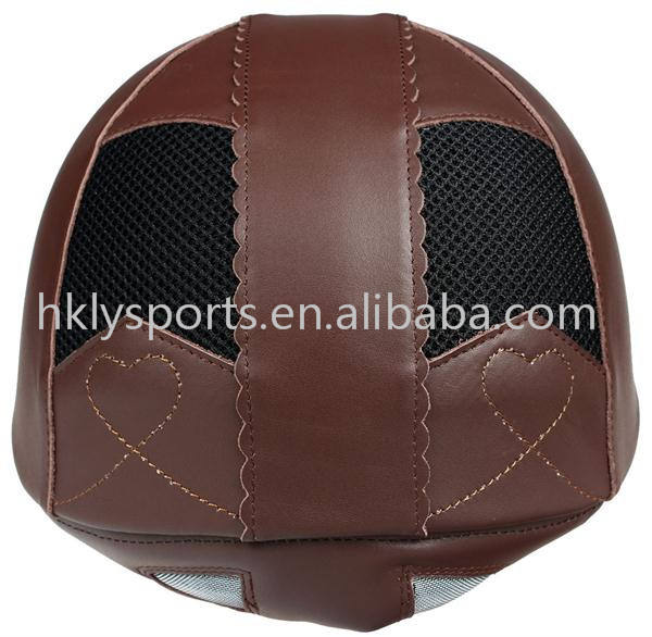 CASCO DA EQUITAZIONE DI SICUREZZA PER SCUOLA DI CAVALLO SPORTIVO RIVESTITO IN PELLE