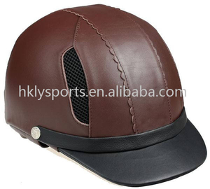 CASCO DA EQUITAZIONE DI SICUREZZA PER SCUOLA DI CAVALLO SPORTIVO RIVESTITO IN PELLE