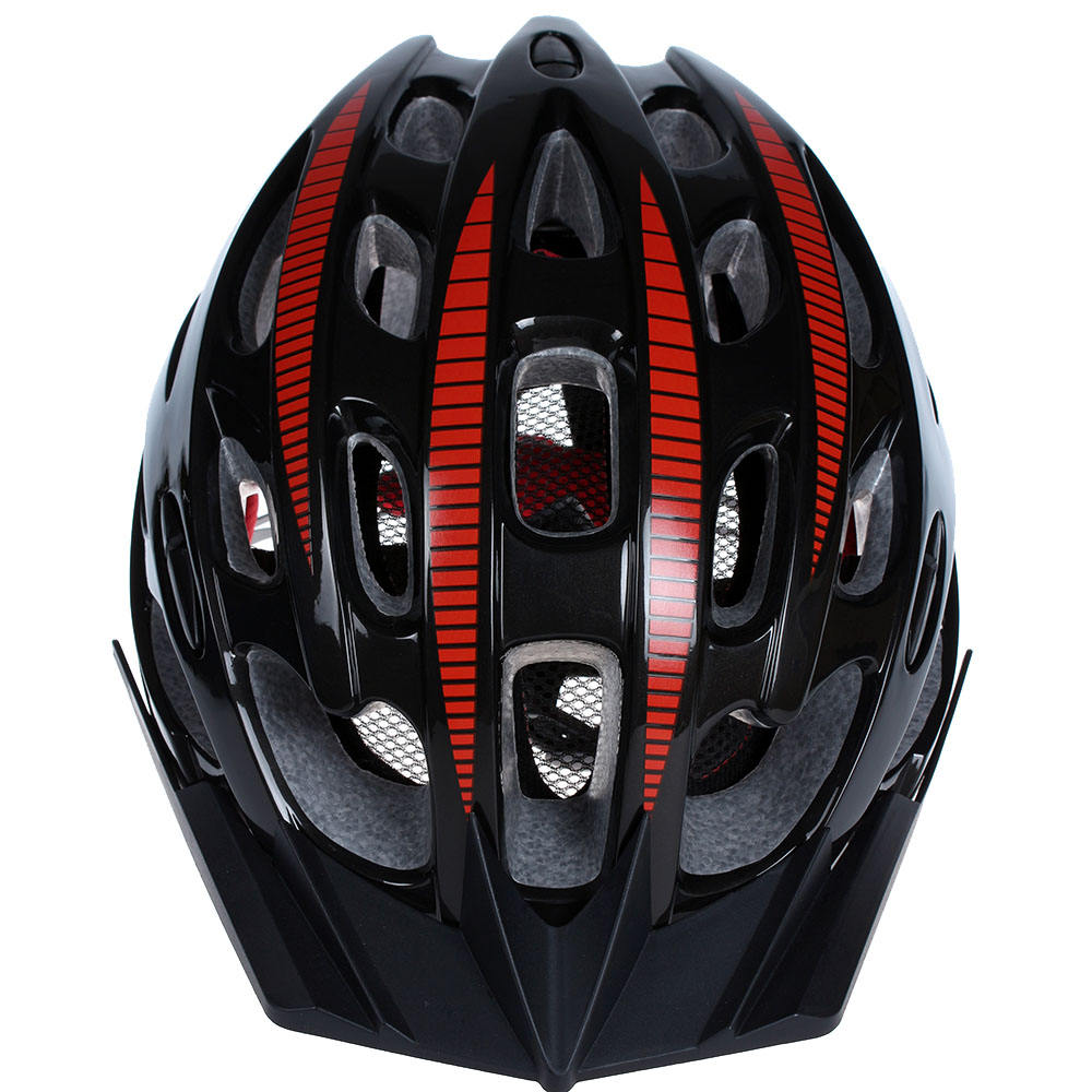 Casco protettivo da bicicletta per adulti Wind Cross nero rosso con visiera, casco traspirante