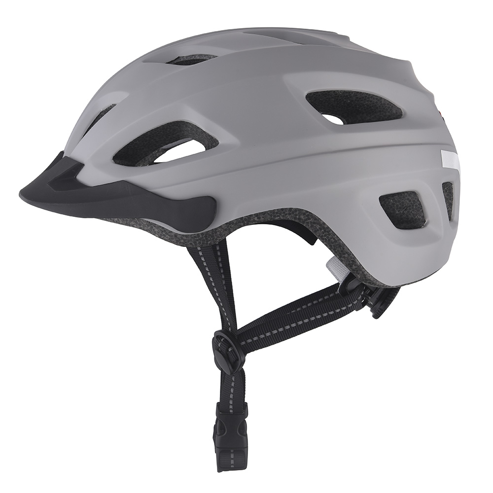 Nuovo casco da bici Casco da ciclismo in-mold per PC leggero a LED, Casco da bici da corsa su strada di montagna per sport sicuri per adulti Grigio