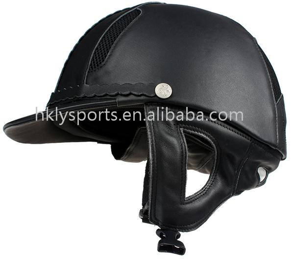 Casco da corsa per cavalli, ABS rivestito in pelle, con certificato CE