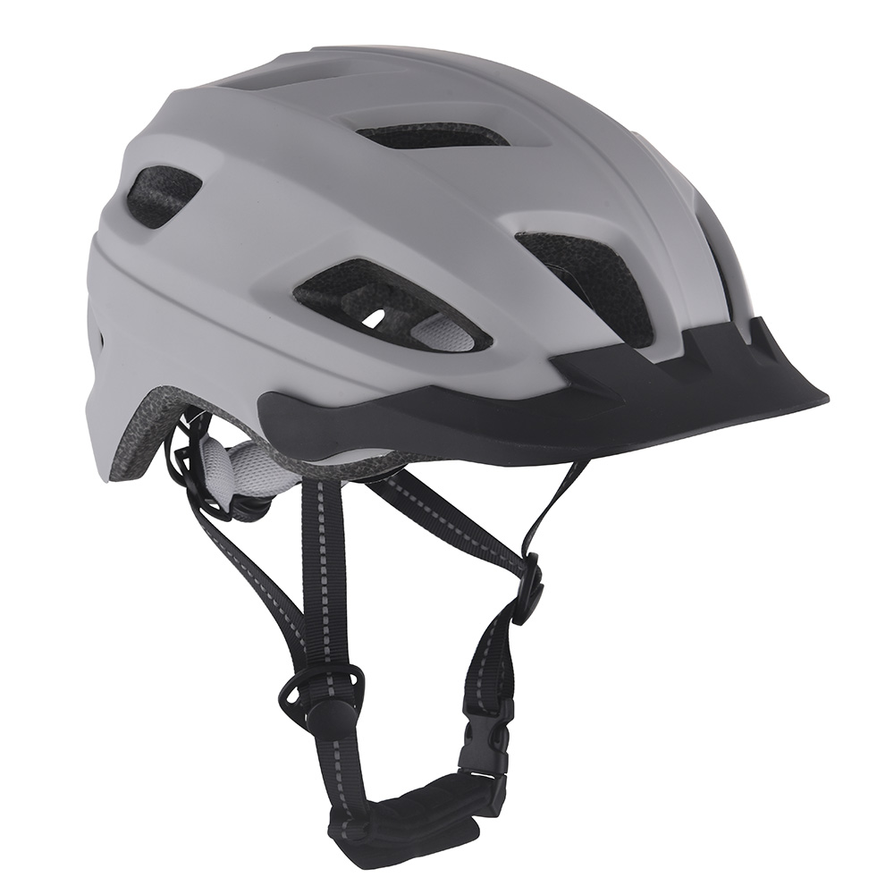 Nuovo casco da bici Casco da ciclismo in-mold per PC leggero a LED, Casco da bici da corsa su strada di montagna per sport sicuri per adulti Grigio