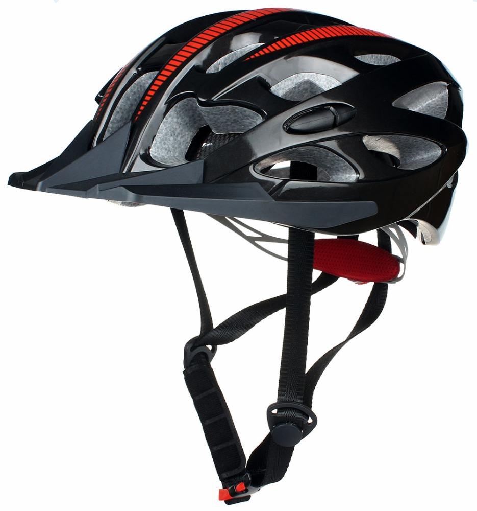 Casco protettivo da bicicletta per adulti Wind Cross nero rosso con visiera, casco traspirante