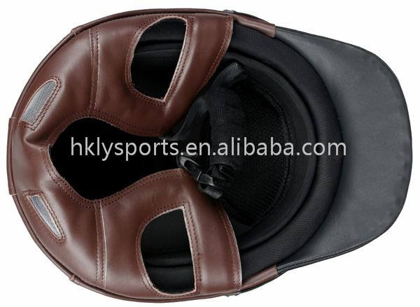 CASCO DA EQUITAZIONE DI SICUREZZA PER SCUOLA DI CAVALLO SPORTIVO RIVESTITO IN PELLE