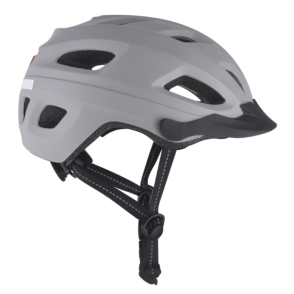 Nuovo casco da bici Casco da ciclismo in-mold per PC leggero a LED, Casco da bici da corsa su strada di montagna per sport sicuri per adulti Grigio