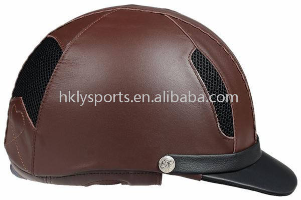 CASCO DA EQUITAZIONE DI SICUREZZA PER SCUOLA DI CAVALLO SPORTIVO RIVESTITO IN PELLE