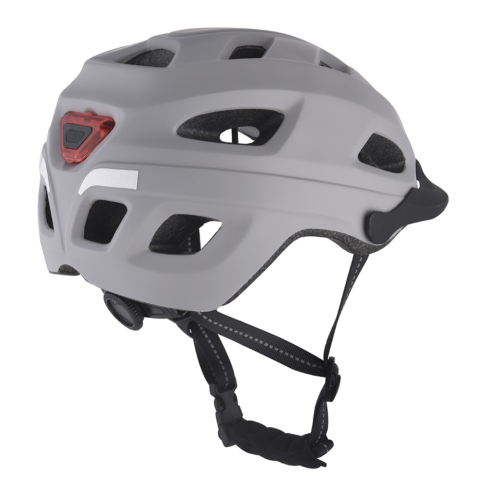 Nuovo casco da bici Casco da ciclismo in-mold per PC leggero a LED, Casco da bici da corsa su strada di montagna per sport sicuri per adulti Grigio