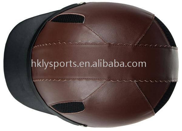 CASCO DA EQUITAZIONE DI SICUREZZA PER SCUOLA DI CAVALLO SPORTIVO RIVESTITO IN PELLE