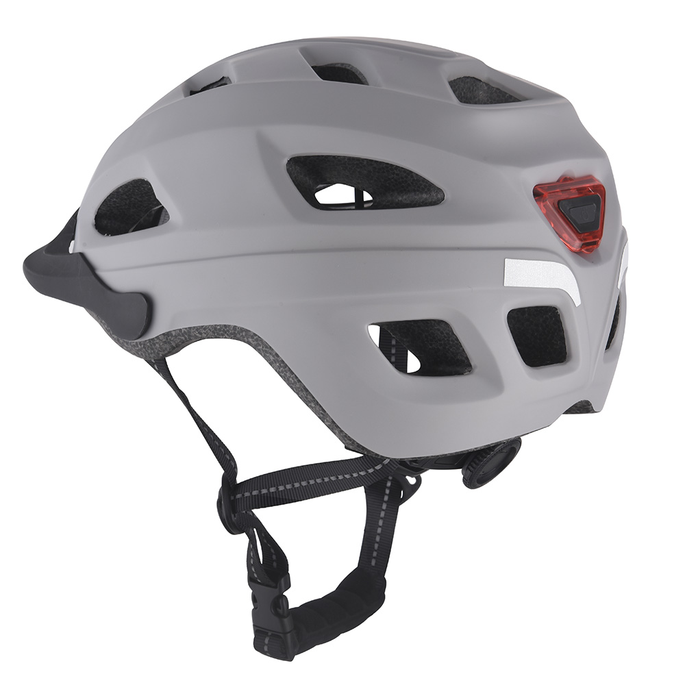 Nuovo casco da bici Casco da ciclismo in-mold per PC leggero a LED, Casco da bici da corsa su strada di montagna per sport sicuri per adulti Grigio